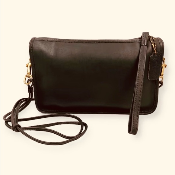 Vintage COACH Y2K Leather BONNIE CASHIN Black Purse double straps No 164-7024